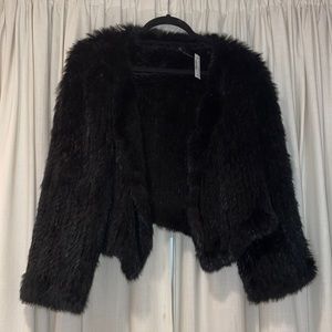 SCOOP Black Faux Fur Jacket, Small